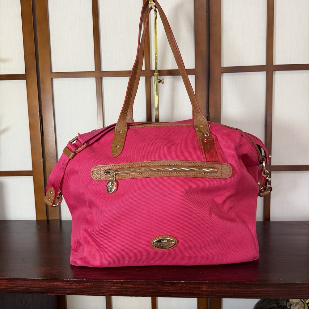 AUTHENTIC Coach Sawyer Baby Diaper Tote Women's Bag Hot Pink Strap, Work Tote